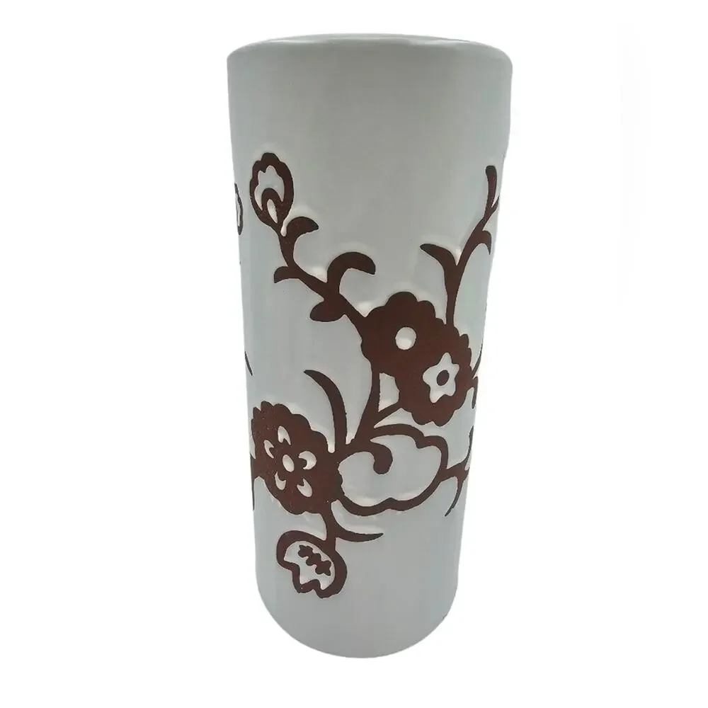 Pier 1 Terracotta Vase excellent condition white and brown